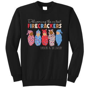 Delivering Cutest Firecrackers Funny L&D Nurse 4th Of Sweatshirt