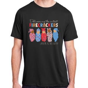 Delivering Cutest Firecrackers Funny L&D Nurse 4th Of Adult ChromaSoft Performance T-Shirt