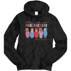 Delivering Cutest Firecrackers Funny L&D Nurse 4th Of Tie Dye Hoodie