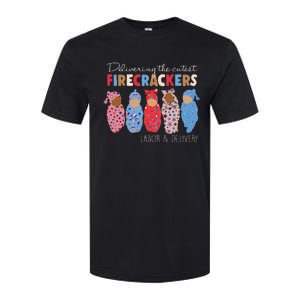 Delivering Cutest Firecrackers Funny L&D Nurse 4th Of Softstyle CVC T-Shirt