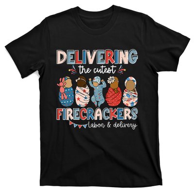 Delivering Cutest Firecracker Labor Delivery Nurse 4th July T-Shirt