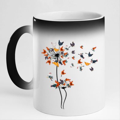 Dandelion Chicken Flower Floral Chicken Tree Lover 11oz Black Color Changing Mug