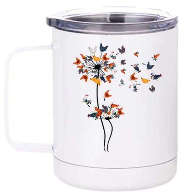 Dandelion Chicken Flower Floral Chicken Tree Lover 12 oz Stainless Steel Tumbler Cup