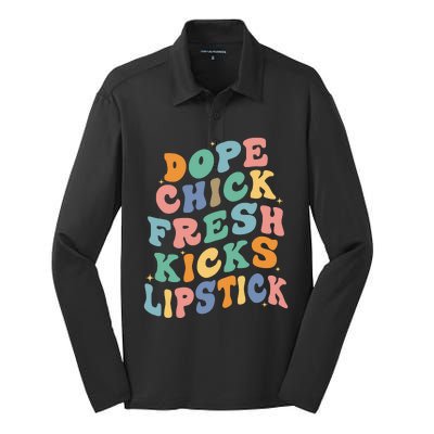 Dope Chick Fresh Kicks Lipstick Funny Silk Touch Performance Long Sleeve Polo