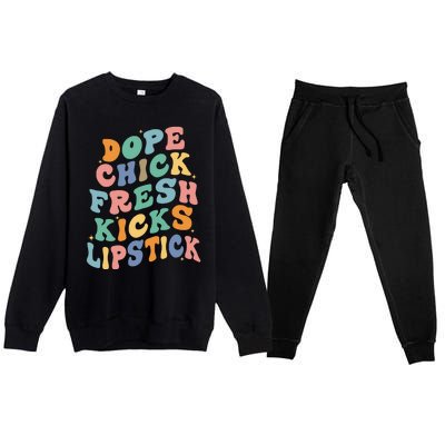 Dope Chick Fresh Kicks Lipstick Funny Premium Crewneck Sweatsuit Set