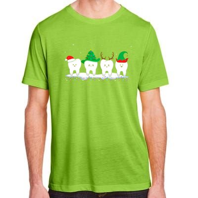 Dentist Christmas Funny Tooth Dental Gift With Xmas Hats Gift Adult ChromaSoft Performance T-Shirt