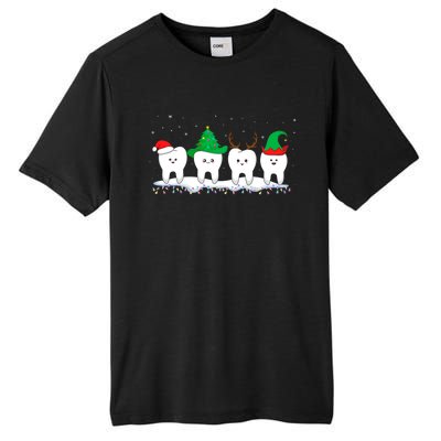 Dentist Christmas Funny Tooth Dental Gift With Xmas Hats Gift Tall Fusion ChromaSoft Performance T-Shirt