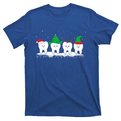 Dentist Christmas Funny Tooth Dental Gift With Xmas Hats Gift T-Shirt