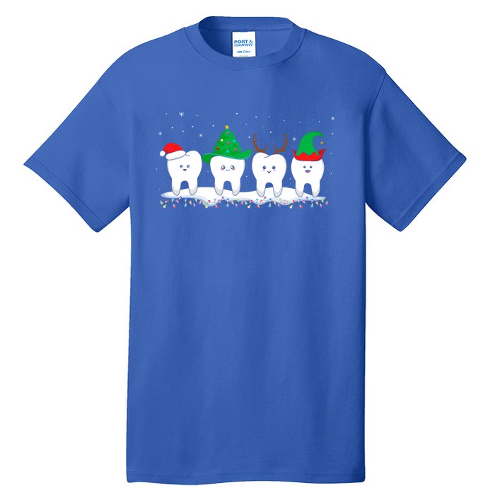 Dentist Christmas Funny Tooth Dental Gift With Xmas Hats Gift Tall T-Shirt