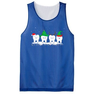 Dentist Christmas Funny Tooth Dental Gift With Xmas Hats Gift Mesh Reversible Basketball Jersey Tank