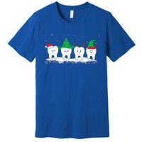 Dentist Christmas Funny Tooth Dental Gift With Xmas Hats Gift Premium T-Shirt