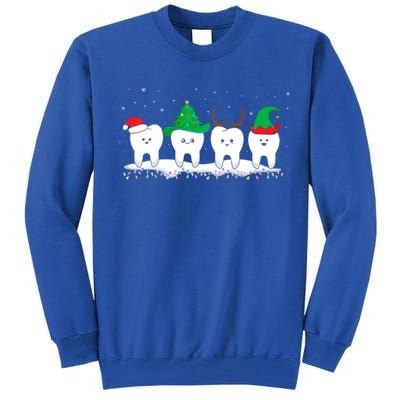 Dentist Christmas Funny Tooth Dental Gift With Xmas Hats Gift Tall Sweatshirt