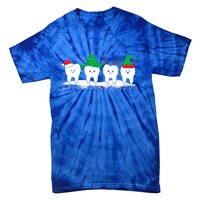 Dentist Christmas Funny Tooth Dental Gift With Xmas Hats Gift Tie-Dye T-Shirt