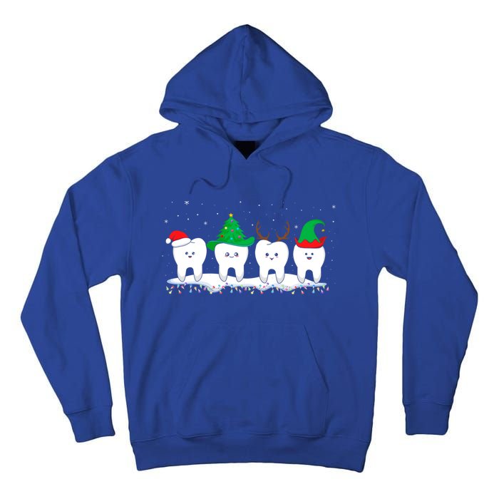 Dentist Christmas Funny Tooth Dental Gift With Xmas Hats Gift Tall Hoodie