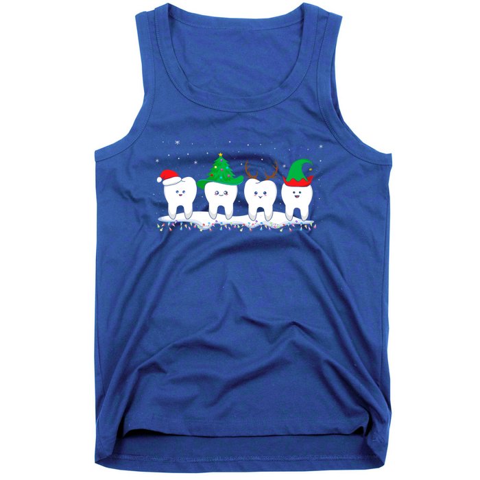 Dentist Christmas Funny Tooth Dental Gift With Xmas Hats Gift Tank Top