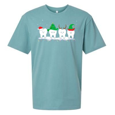 Dentist Christmas Funny Tooth Dental Gift With Xmas Hats Gift Sueded Cloud Jersey T-Shirt