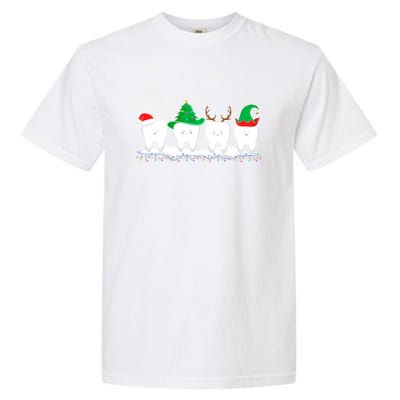 Dentist Christmas Funny Tooth Dental Gift With Xmas Hats Gift Garment-Dyed Heavyweight T-Shirt