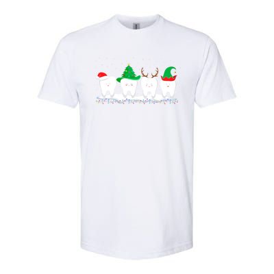 Dentist Christmas Funny Tooth Dental Gift With Xmas Hats Gift Softstyle CVC T-Shirt