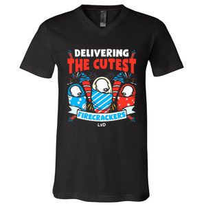 Delivering Cutest Firecrackers Funny L&D Nurse 4th of July V-Neck T-Shirt