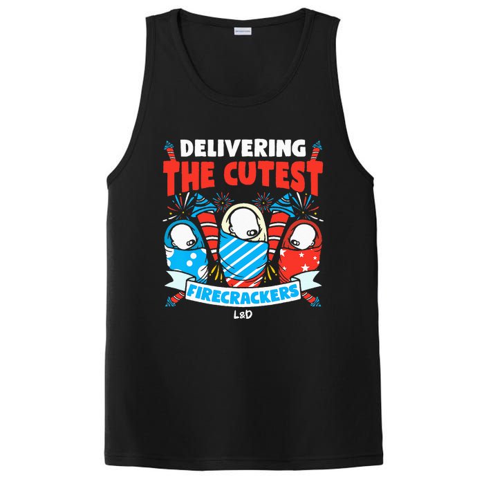 Delivering Cutest Firecrackers Funny L&D Nurse 4th of July PosiCharge Competitor Tank