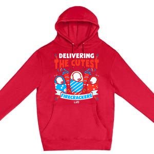 Delivering Cutest Firecrackers Funny L&D Nurse 4th of July Premium Pullover Hoodie