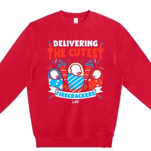 Delivering Cutest Firecrackers Funny L&D Nurse 4th of July Premium Crewneck Sweatshirt