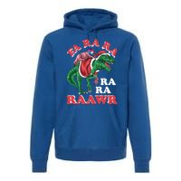 Dinosaur Christmas Fa Ra Rawr T Rex Santa Claus Gift Premium Hoodie