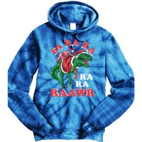 Dinosaur Christmas Fa Ra Rawr T Rex Santa Claus Gift Tie Dye Hoodie