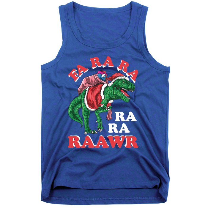 Dinosaur Christmas Fa Ra Rawr T Rex Santa Claus Gift Tank Top