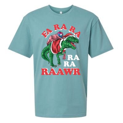 Dinosaur Christmas Fa Ra Rawr T Rex Santa Claus Gift Sueded Cloud Jersey T-Shirt