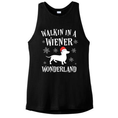 Dachshund Christmas Funny Doxie Wiener Wonderland Holiday Gift Ladies PosiCharge Tri-Blend Wicking Tank