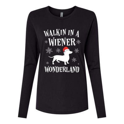 Dachshund Christmas Funny Doxie Wiener Wonderland Holiday Gift Womens Cotton Relaxed Long Sleeve T-Shirt