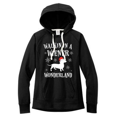 Dachshund Christmas Funny Doxie Wiener Wonderland Holiday Gift Women's Fleece Hoodie