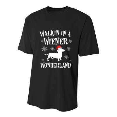 Dachshund Christmas Funny Doxie Wiener Wonderland Holiday Gift Youth Performance Sprint T-Shirt