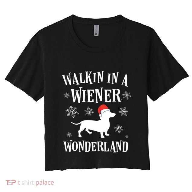 Dachshund Christmas Funny Doxie Wiener Wonderland Holiday Gift Crop Top