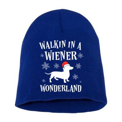 Dachshund Christmas Funny Doxie Wiener Wonderland Holiday Gift Short Acrylic Beanie
