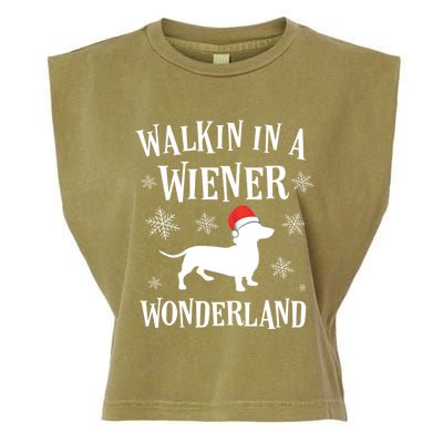 Dachshund Christmas Funny Doxie Wiener Wonderland Holiday Gift Garment-Dyed Women's Muscle Tee