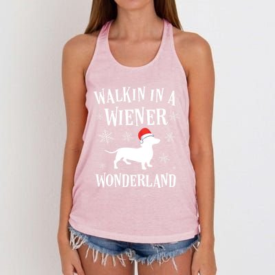 Dachshund Christmas Funny Doxie Wiener Wonderland Holiday Gift Women's Knotted Racerback Tank