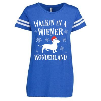 Dachshund Christmas Funny Doxie Wiener Wonderland Holiday Gift Enza Ladies Jersey Football T-Shirt