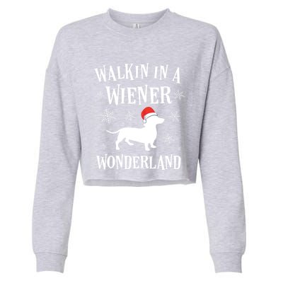 Dachshund Christmas Funny Doxie Wiener Wonderland Holiday Gift Cropped Pullover Crew