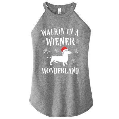 Dachshund Christmas Funny Doxie Wiener Wonderland Holiday Gift Women's Perfect Tri Rocker Tank