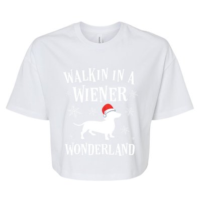 Dachshund Christmas Funny Doxie Wiener Wonderland Holiday Gift Bella+Canvas Jersey Crop Tee