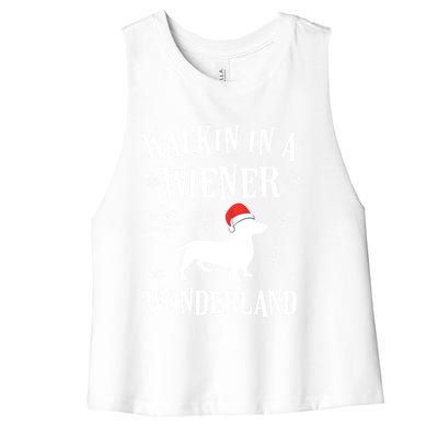 Dachshund Christmas Funny Doxie Wiener Wonderland Holiday Gift Women's Racerback Cropped Tank