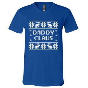 Daddy Claus Funny Christmas Ugly Style Father Dad Gift V-Neck T-Shirt