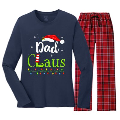 Dad Claus Family Santa Christmas Idea Matching Xmas Women's Long Sleeve Flannel Pajama Set 