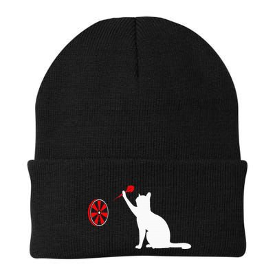 Darts Cat Funny Dart Throwing Cat Dart And Cat Lover Knit Cap Winter Beanie