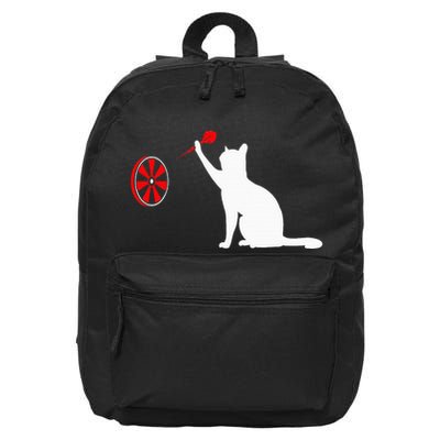 Darts Cat Funny Dart Throwing Cat Dart And Cat Lover 16 in Basic Backpack
