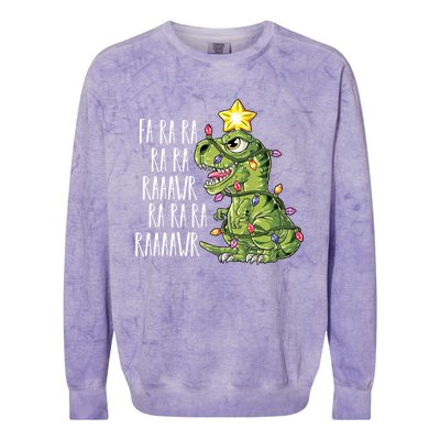 Dinosaur Christmas Gift Fa Ra Ra Rawr Tree Rex Xmas Gift Colorblast Crewneck Sweatshirt