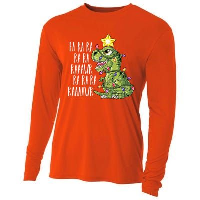 Dinosaur Christmas Gift Fa Ra Ra Rawr Tree Rex Xmas Gift Cooling Performance Long Sleeve Crew