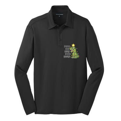 Dinosaur Christmas Gift Fa Ra Ra Rawr Tree Rex Xmas Gift Silk Touch Performance Long Sleeve Polo